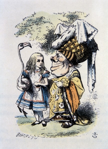 The Mock Turtle Story, Alice with the Duchess, Alice's Adventure in Wonderland by Lewis Carroll, Hand-Colored Illustration by John Tenniel, circa 1865