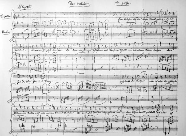 Musical Manuscript by Wolfgang Amadeus Mozart, Music for Goethe's The Violet