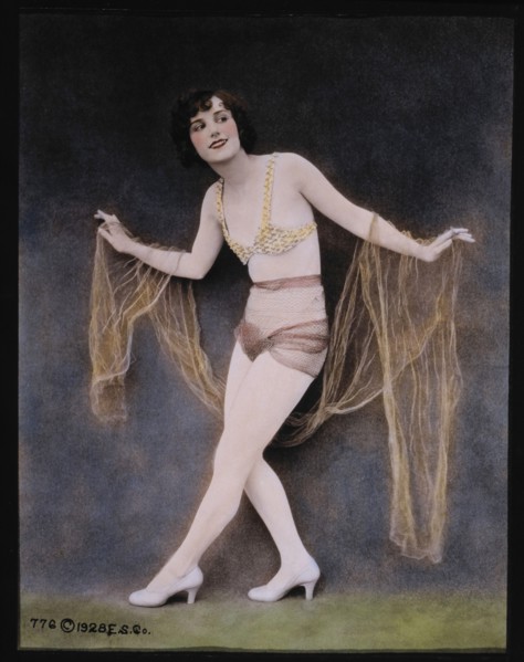 Sexy Young Woman Portrait, Hand-Colored Photograph, 1928