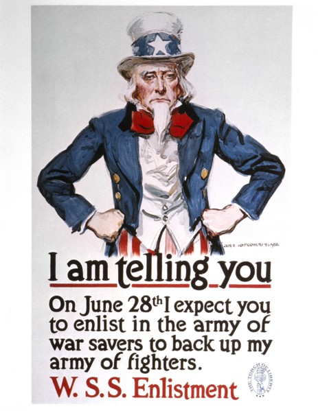 Uncle Sam on World War I War Savings Poster, USA, 1918