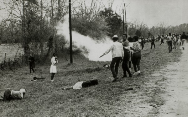 Civil Rights Demonstrators Scatter after Police Throw Smoke Bombs, Camden, Alabama, USA, March 31, 1965