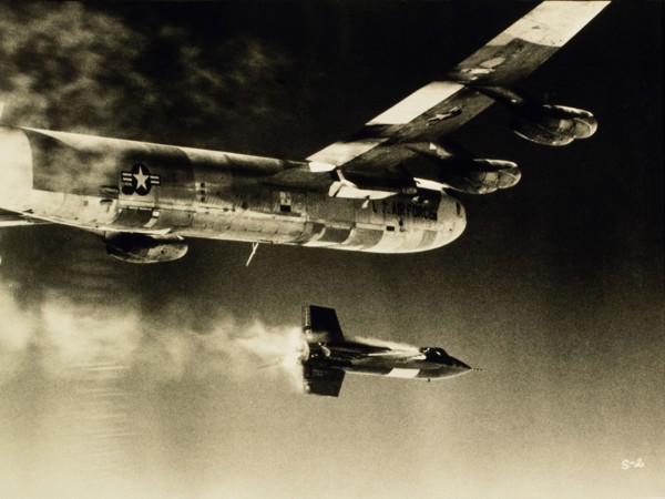 X-1 Supersonic Rocket Ship Launched from Converted  B-52 Bomber, circa 1950