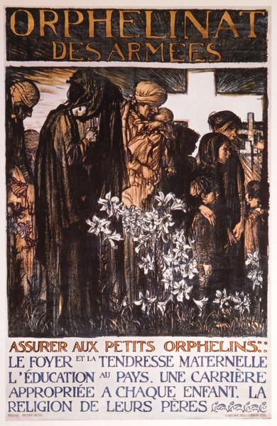 World War I French Poster by Frank Brangwyn for Aid to War Orphans, Orphelinat des Armees, circa 1917