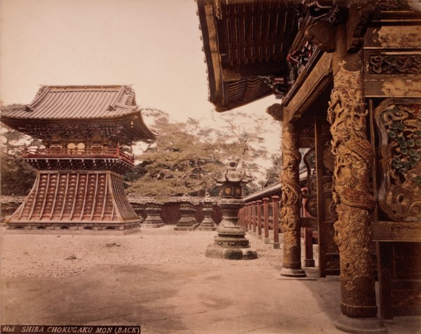 Shiba Chokugakumon, Buddhist Temple, Japan, circa 1880
