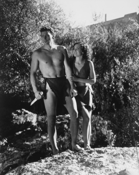 Johnny Weissmuller and Maureen O'Sullivan, On-Set of the Film, Tarzan and his Mate, 1934