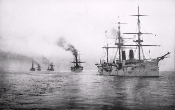 U.S.S. Chicago and the Squadron of Evolution or White Squadron, at Sea, 1891