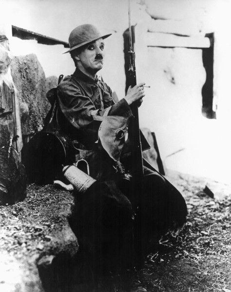 Charlie Chaplin on-set of the Film, Shoulder Arms, 1918