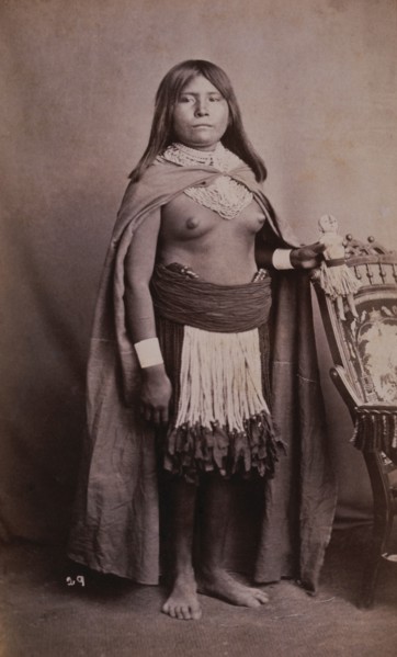 Young Yuma Native American Indian Woman, Standing Portrait, Yuma, Arizona Territory, circa 1880