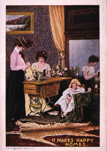 Women and Sewing Machine, Domestic Sewing Machine, Trade Card, circa 1890