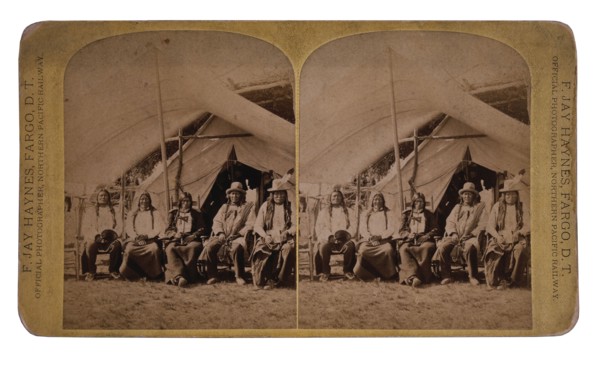 Lakota Chiefs Following their Surrender, Standing Rock Reservation, Dakota Territory, USA, Stereo Card, 1881
