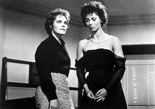Viveca Lindfors and Rita Gam, on-set of the Film, "No Exit" directed by Tad Danielewski, 1962