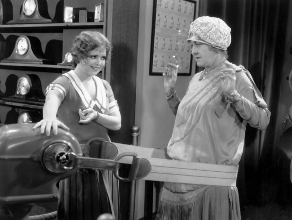 Clara Bow and Mary Gordon, on-set of the Film, "The Saturday Night Kid" Directed by A. Edward Sutherland, 1929