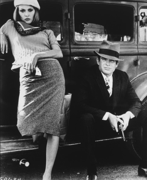 Faye Dunaway and Warren Beatty, on-set of the Film, "Bonnie and Clyde", 1967