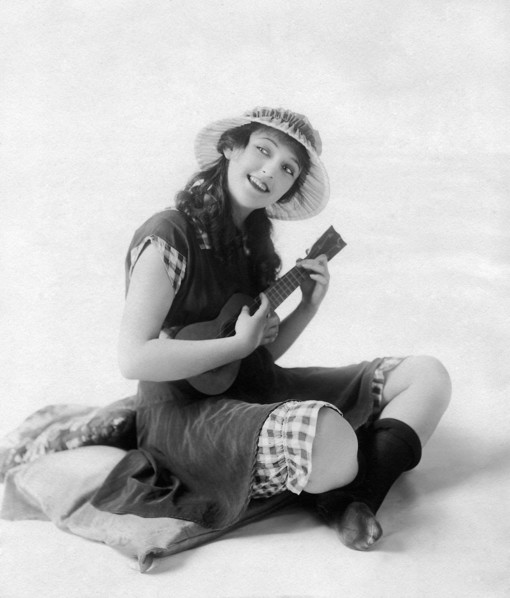 Carmel Myers Playing Ukulele, circa 1920s