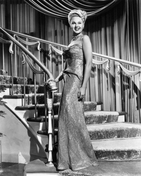 Adele Jergens, on-set of the Film, "She Wouldn't Say Yes", 1945
