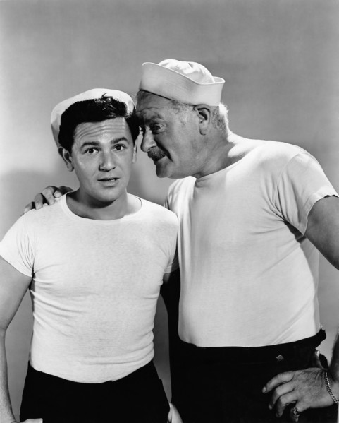 John Garfield and Alan Hale, Publicity Portrait, on-set of the Film, "Destination Tokyo", 1943
