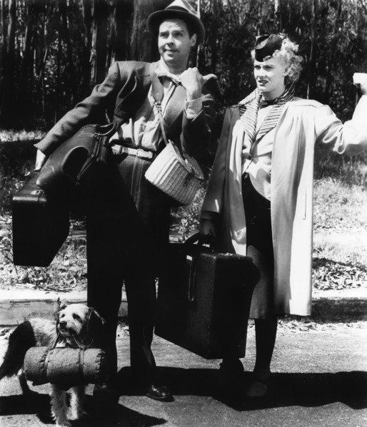 Arthur Lake, Penny Singleton, on-set of the Film, "Blondie Takes a Vacation", 1939