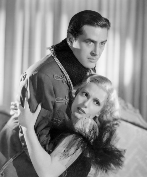 Ray Milland, Isa Miranda, on-set of the Film, "Hotel Imperial", 1939