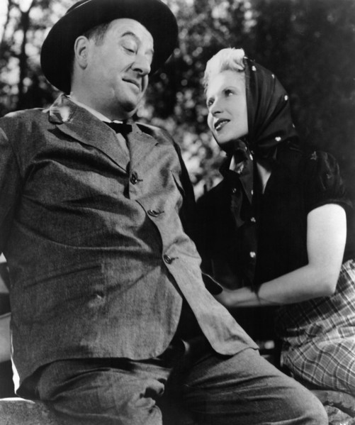 Raimu, Josette Day, on-set of the Film, "The Well Digger's Daughter" (aka La Fille du Puisatier), 1940