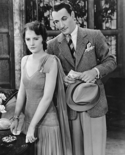 Barbara Stanwyck, Rod La Rocque, on-set of the Film, "The Locked Door", 1929