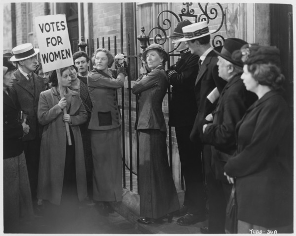 Women's Voting Rights Protest, on-set of the British Film, "Fame is the Spur", 1947