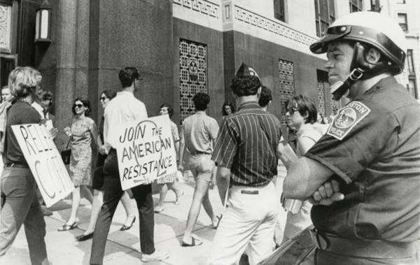 Anti-Draft Protesters Picketing Outside Federal Court Building, Boston, Massachusetts, USA, 1968