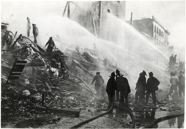 Firemen Battling General Paper Stock Co. Fire after Front Wall Fell, St. Louis, Missouri, USA, May 23, 1911