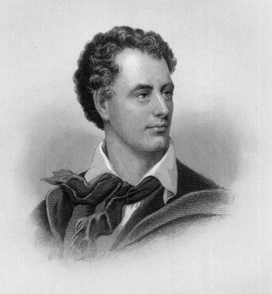 George Gordon Byron, or Lord Byron (1788-1824), English Poet, Portrait, Engraving, 1876