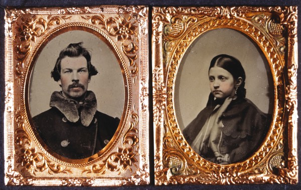 Man and Woman, Portraits in Different Frames, Daguerreotype, circa 1850's