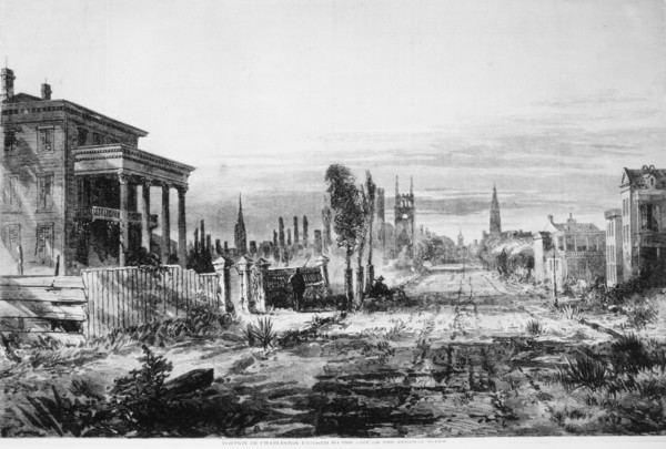 Portion of Charleston, South Carolina in Ruins as a Result of Gunfire from Federal Fleet, Illustration, Harper's Weekly, 1863