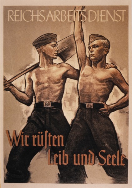 Nazi Germany Labor Service Poster, Reichsarbeitsdienst (We Prepare our Body and Soul), circa mid-1930's