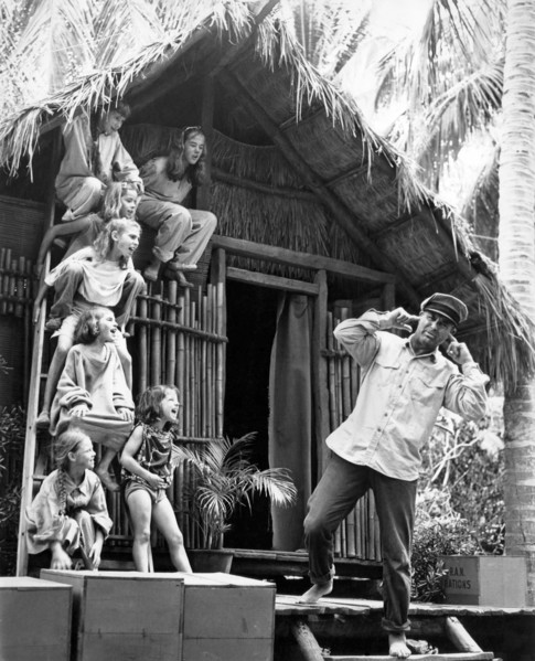 Cary Grant (right), on-set of the Film, "Father Goose", 1964