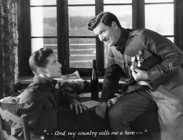 George Bancroft (right), on-set of the Silent Film, "The Mighty", 1929