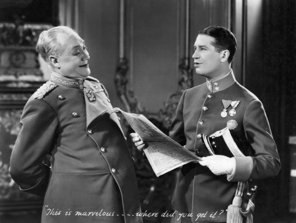 George Barbier, Maurice Chevalier, on-set of the Film "The Smiling Lieutenant", 1931