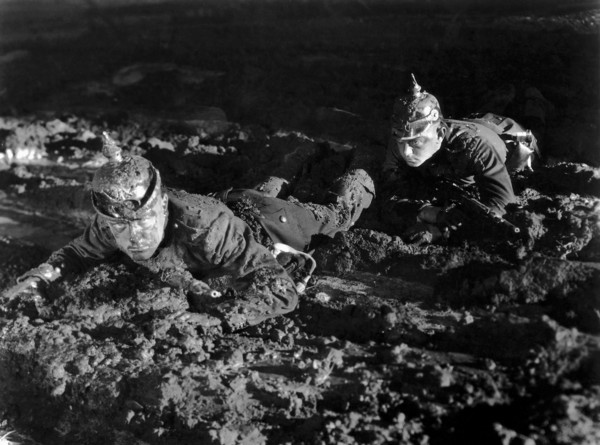 Two Soldiers on-set of the Film "All Quiet on the Western Front", 1930