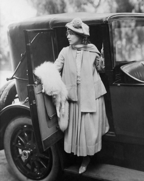 Actress Mary Pickford, Portrait Exiting Car, circa mid-1910's