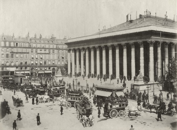 Place de la Bourse, Paris, France, Albumen Print, circa 1890
