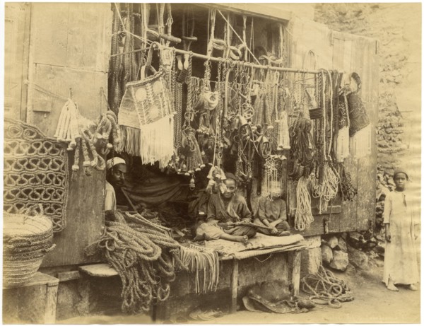 Market Vendor and Three Boys, Cairo, Egypt, Albumen Print, circa 1880