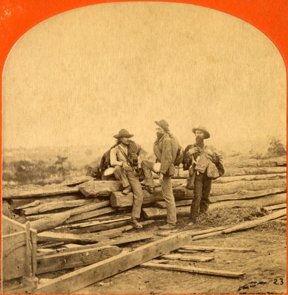 “Three ‘Johnnie Reb’ Prisoners.” Captured Confederate Soldiers, Gettysburg, Pennsylvania, USA, Single Image of Stereo Card, Circa 1863