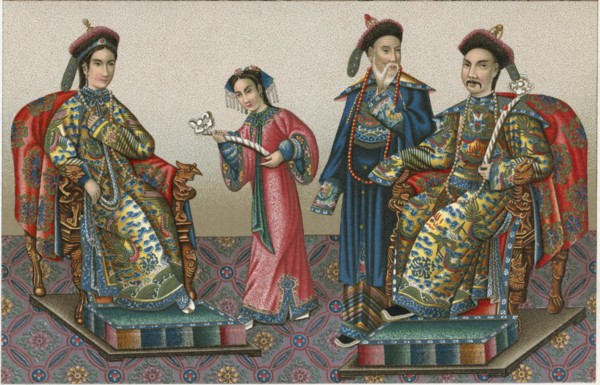 Manchu Officials, China, Chromolithograph, circa 1820