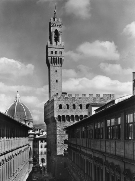 Uffizi Gallery and Palazzo Vecchio, Florence, Italy, Postcard, 1944