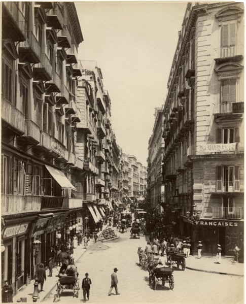 Street Scene, Via Roma (now Toledo) Naples, Italy, Albumen Print, circa 1880