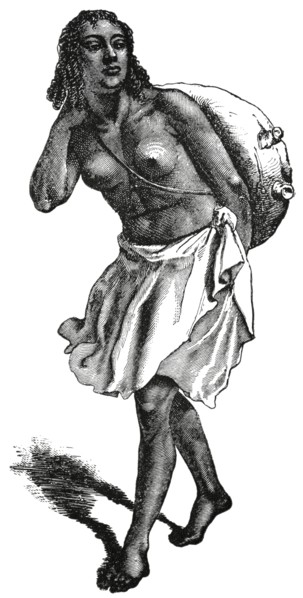 Water Carrier of the Sudan, Africa, "Classical Portfolio of Primitive Carriers", by Marshall M. Kirman, World Railway Publ. Co., Illustration, 1895