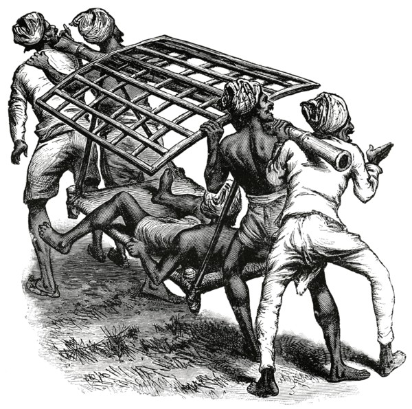 Dooly Race, Jelalabad, Afghanistan, "Classical Portfolio of Primitive Carriers", by Marshall M. Kirman, World Railway Publ. Co., Illustration, 1895