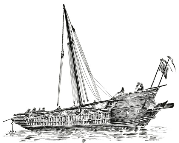 Freight Transport off Coast of Arabia, "Classical Portfolio of Primitive Carriers", by Marshall M. Kirman, World Railway Publ. Co., Illustration, 1895