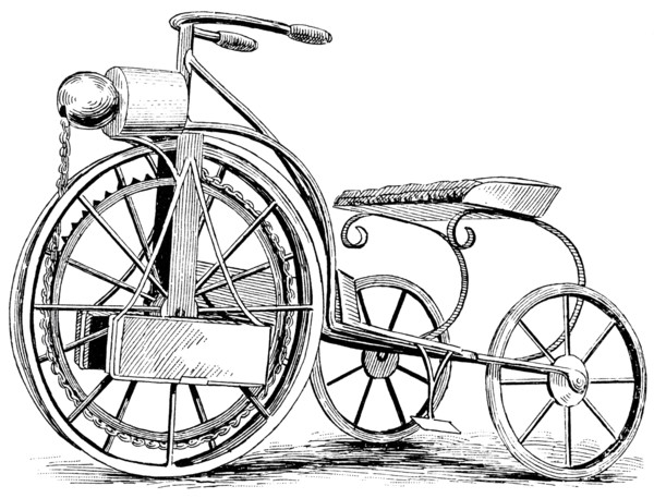 Electric Tricycle, C.H. Barrows, Illustration, circa 1895
