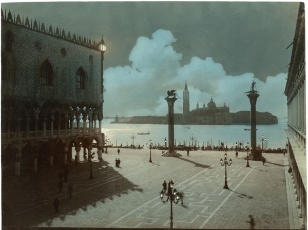 Piazzetta San Marco with San Giorgio Maggiore in the Background, Venice, Italy, Hand-tinted Photograph, circa 1880