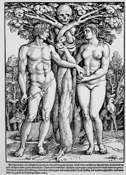 The Fall of Adam and Eve, Woodcut, Hans Sebald Beham, 1535
