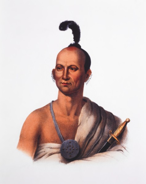 Kai-Pol-E-Qua, or White-Nosed Fox, Saukie Brave, Leader of Oshkosh Band of Saukie Tribe, Lithograph from 1824 Painting by Charles Bird King
