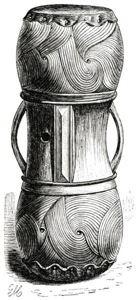 Ambuella Drum, Africa, Illustration, 1885